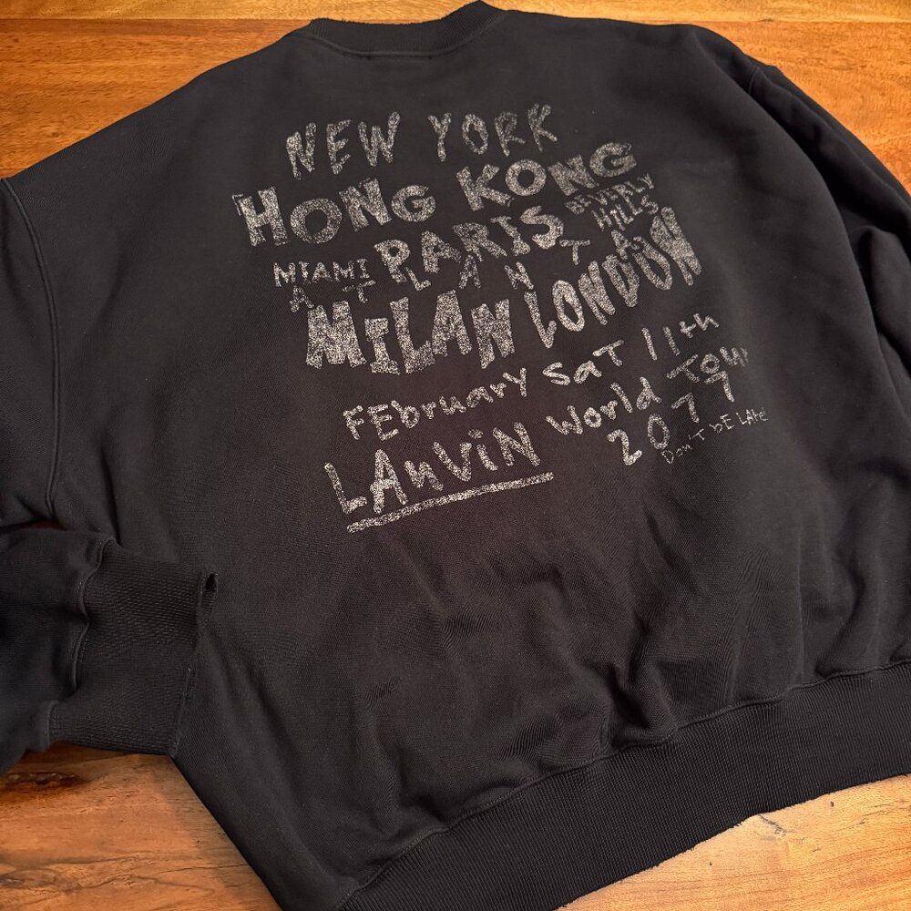 Rare Lanvin Black Sweatshirt with World Cities on back - Large (oversized)